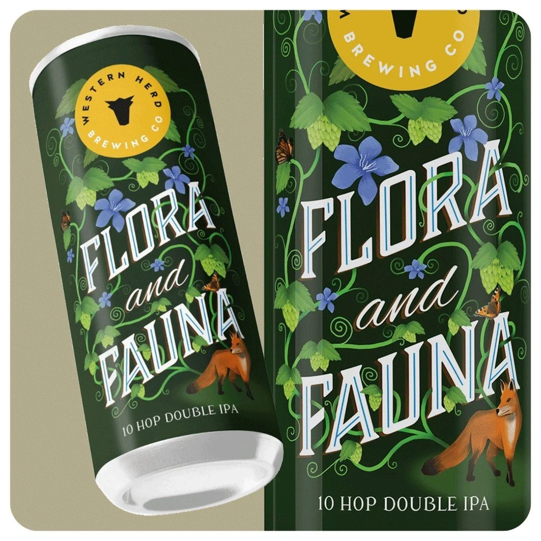 Flora and Fauna 10 Hop IPA... View at www.topshelf.studio #BeverageDesign #DrinkDesign #BeveragePackaging #CraftBeverage #CraftBrew #WineLabel #BeerLabel #SpiritsLabel #DrinkLabels #BeverageBranding #FoodAndBeverage #FoodPackaging #BeverageIndustry #