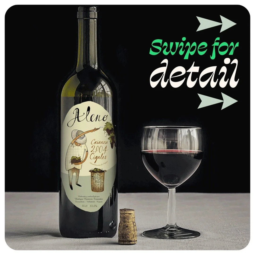 Aleno Crianza... designed to reflect the agricultural heritage behind this unique winery. View at www.topshelf.studio #BeverageDesign #DrinkDesign #BeveragePackaging #CraftBeverage #CraftBrew #WineLabel #BeerLabel #SpiritsLabel #DrinkLabels #Beverage