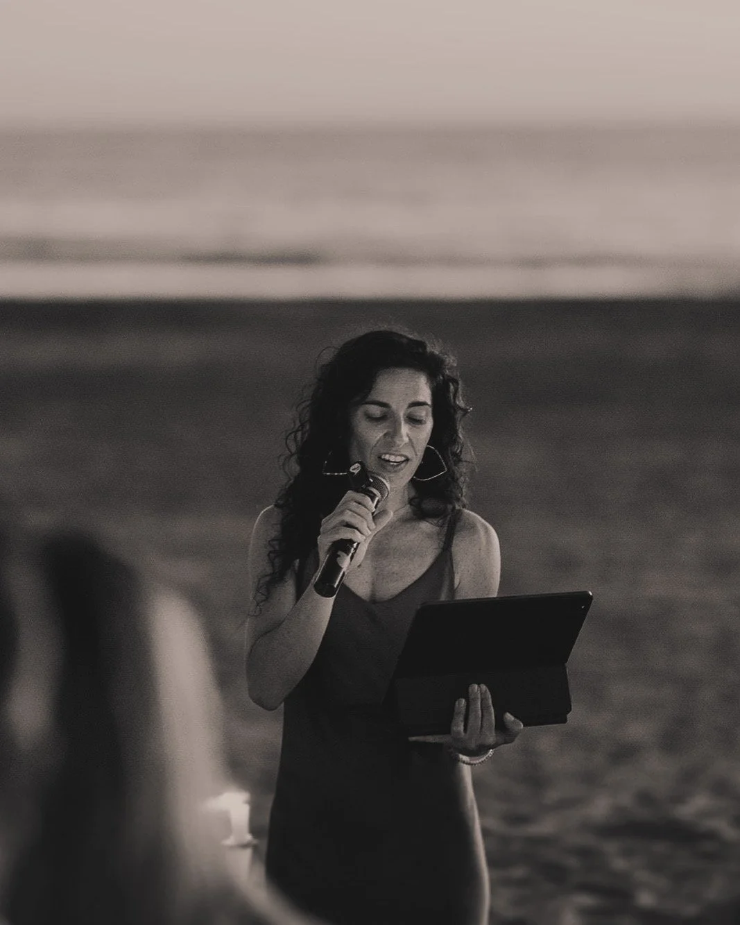 Singing the "Prayer for those in Captivity" for Shabbat dinner at destination wedding in MX. 