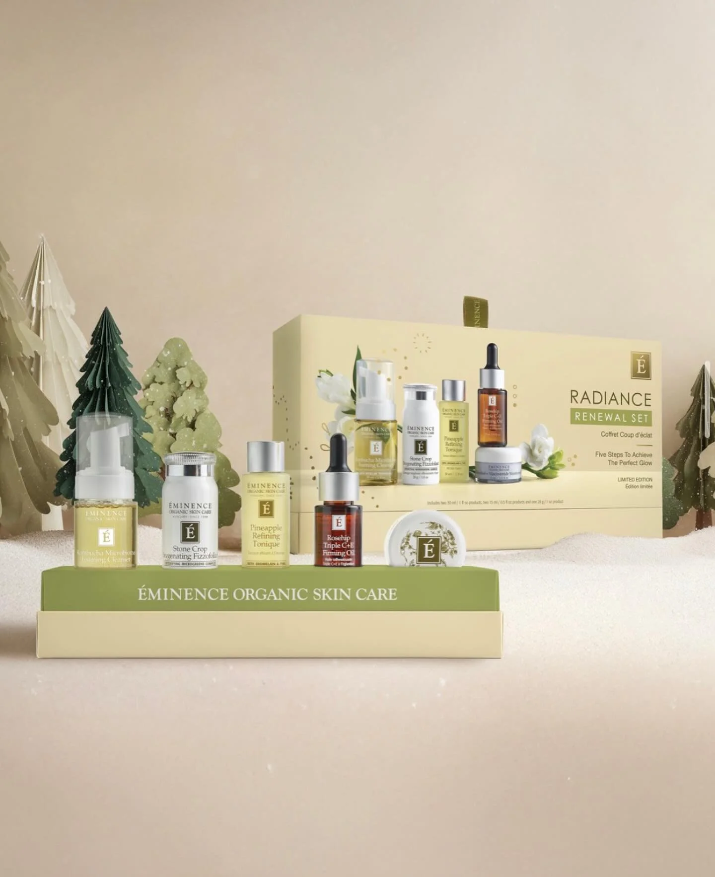 ✨ Get Ready to Glow! ✨
Something beautiful is on the way &mdash; the &Eacute;minence Radiance Renewal Gift Set is almost here! 🌿
Five luxurious steps to achieve the perfect glow, featuring natural and organic ingredients your skin will love.

🎁 Per