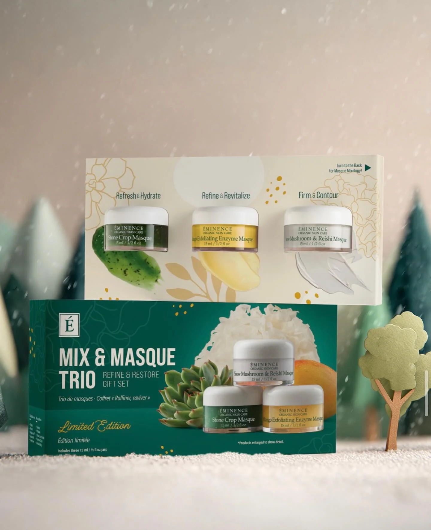 🌿 Something Special is Coming! 🌿
Get ready to customize your glow with the &Eacute;minence  Mix &amp; Masque Trio Gift Set &mdash; a limited-edition collection designed to refine, restore, and rejuvenate your skin. ✨

Each trio includes:
💚 Stone C
