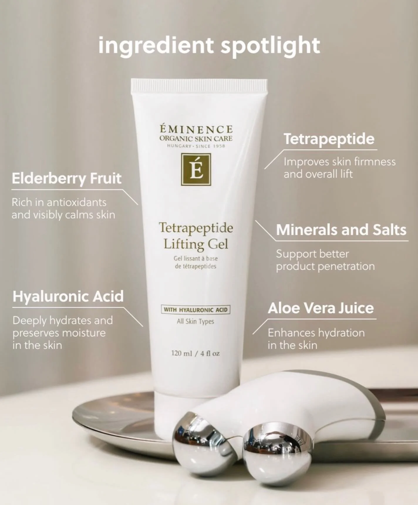 New from the Advanced Care Collection ✨

The Tetrapeptide Lifting Gel from Eminence Organic Skin Care combines powerful peptides and botanicals to support firmer, hydrated skin.

✔ Tetrapeptide &ndash; improves skin firmness and lift
✔ Elderberry &nd