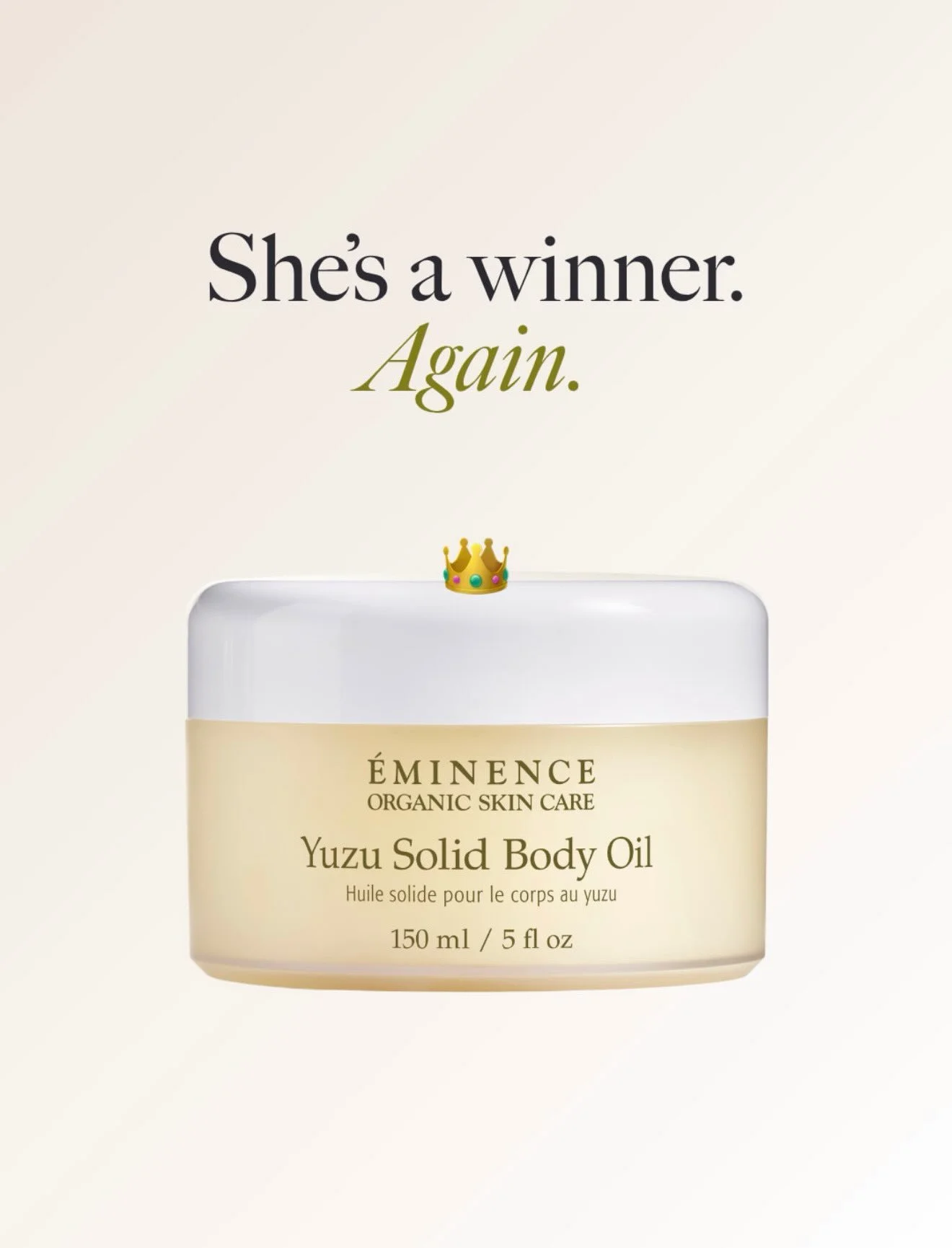 👑 She&rsquo;s a winner. Again. ✨

Meet the &Eacute;minence Organics Yuzu Solid Body Oil &mdash; an award-winning favorite your skin will thank you for!

🍋 Yuzu to help improve the appearance of firmness and elasticity
✨ Camu camu, rich in vitamin C