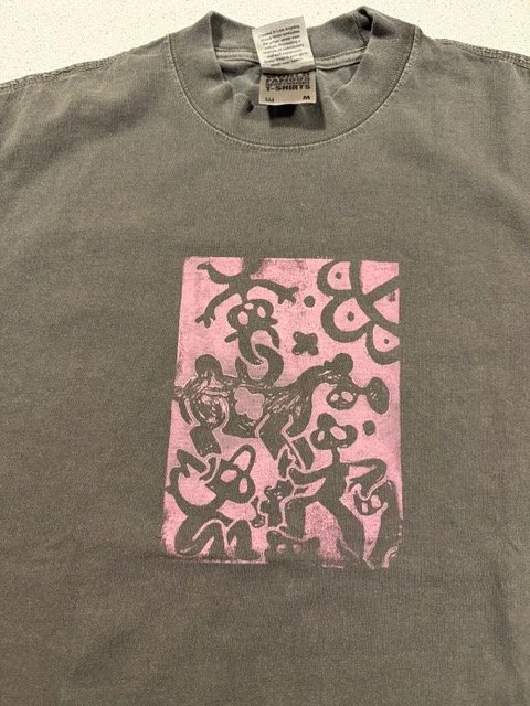 SUNSHINE Linoleum Block Print Heavyweight T-Shirt (GREAY/BLACK)