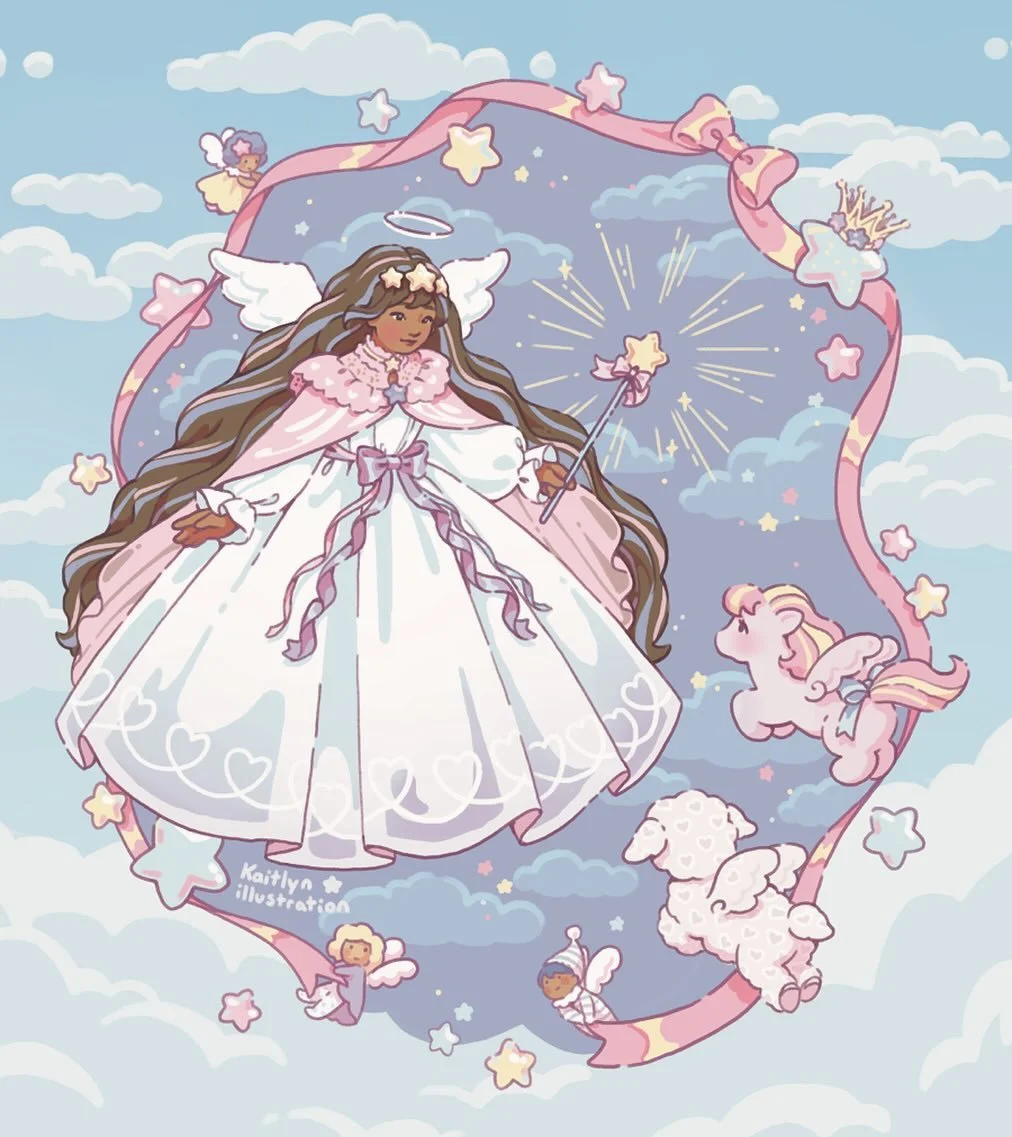 I watched the little twin stars anime from the 70s this week, it was so cute and dreamy I had to draw something inspired by it! ⭐️🌙✨

I&rsquo;m planning on making this into tote bags, notebooks, and stickers along with some other illustrations I&rsq