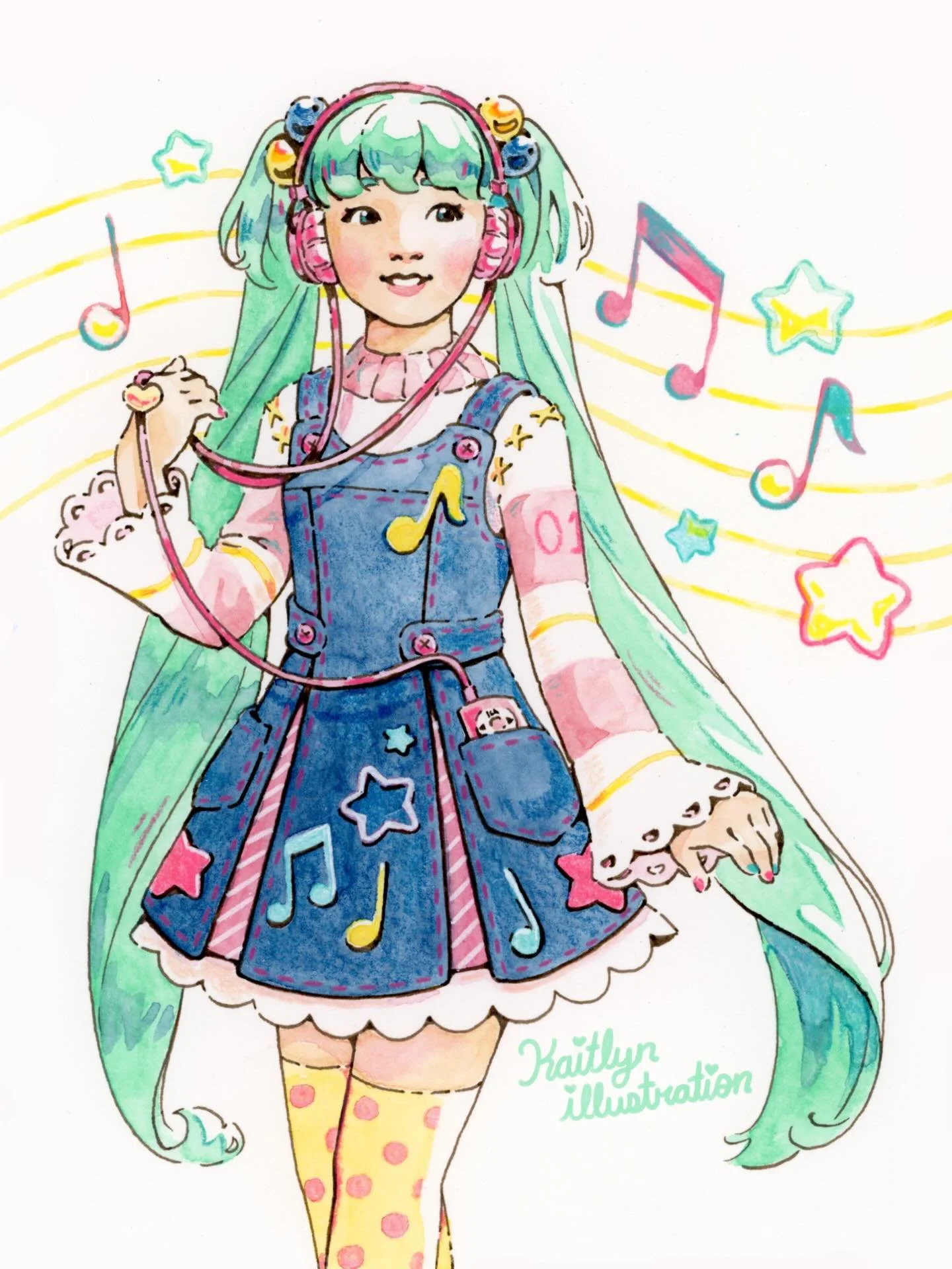 I used to draw Miku all the time with my colored pencils so I feel like I came full circle with this watercolor and colored pencil piece! 😊 The last photo is from almost exactly ten years ago 💕

This original painting is available on my Etsy shop a