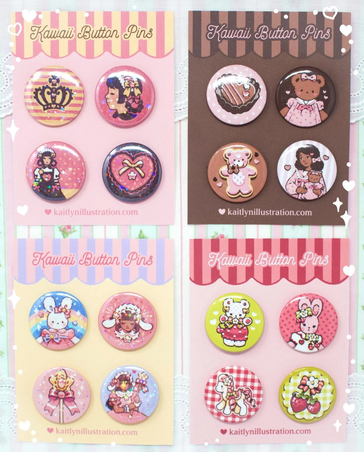 I&rsquo;ve been having so much fun making buttons with my new button maker! 😁💕 

These are available at my Etsy shop at the link in my bio and I&rsquo;ll have them for sale at The Great Lace!

#buttonpins #kawaii #かわいい #harajuku #eglcommunity