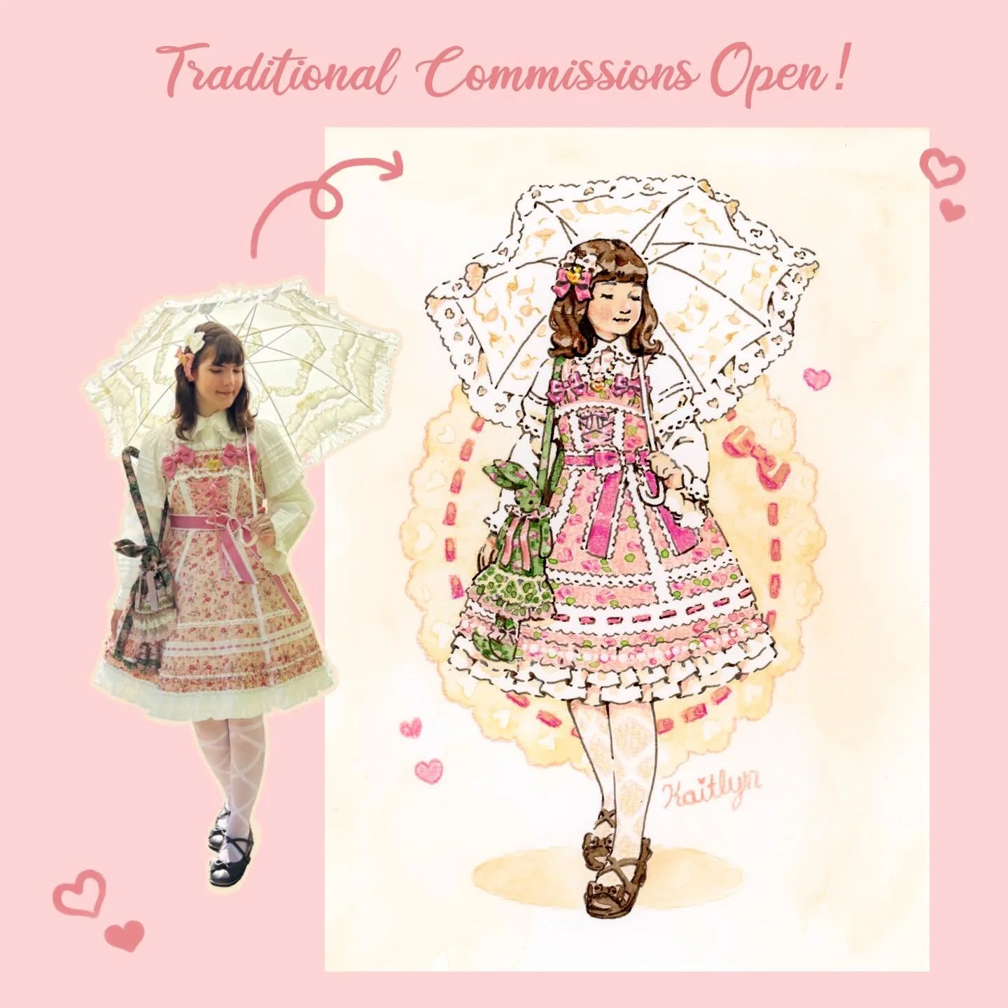 Traditional commissions are open! ✨💕

I can draw any J-fashion or alternative fashion. Slots are limited, please DM or email me to reserve one. I&rsquo;m looking forward to drawing some of your coordinates! 😊🎀

#eglcommunity #kawaiifashion #artcom