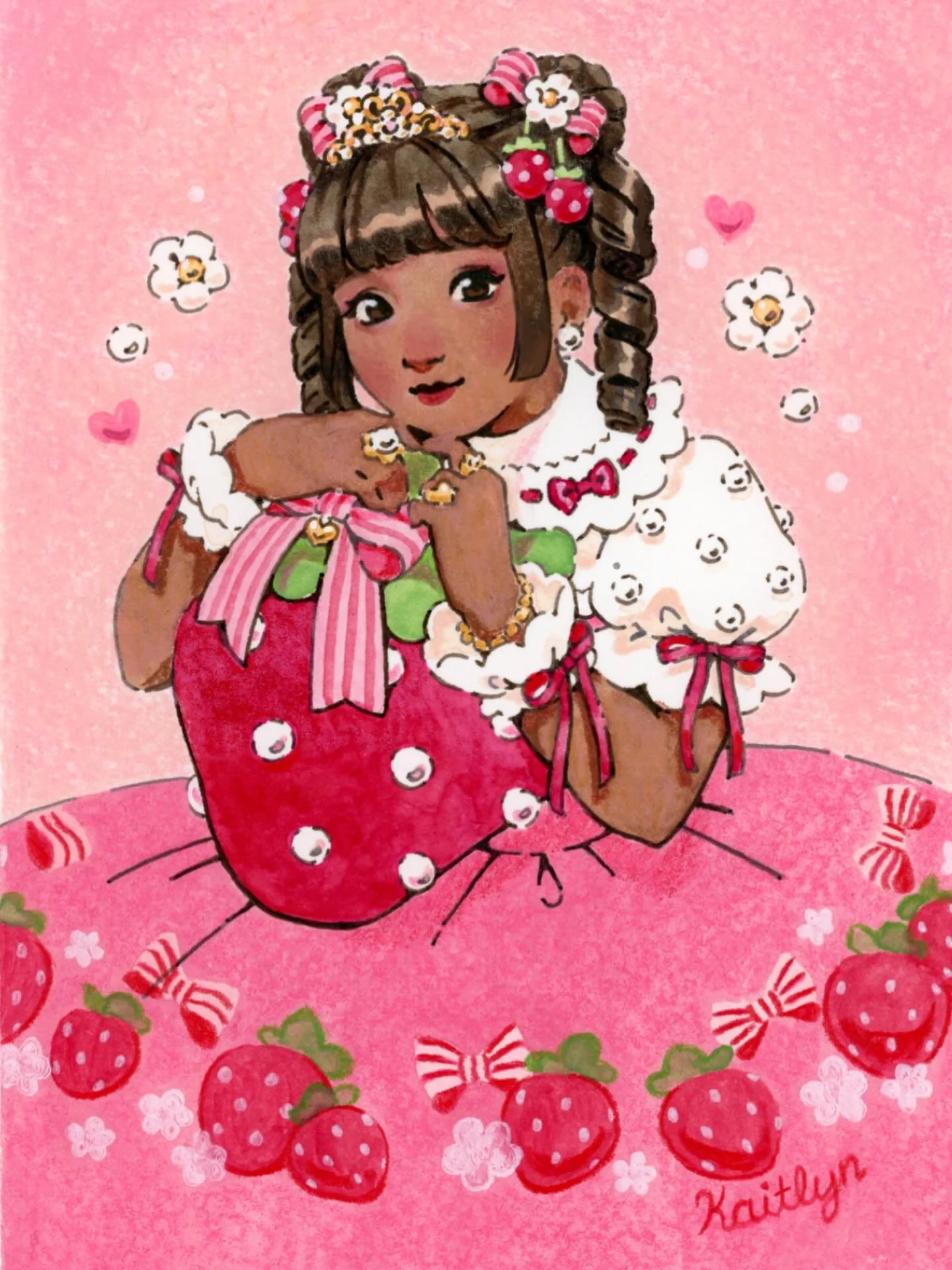 Felt like drawing some strawberries! 🍓🎀🌿

#traditionalart #egl #eglcommunity #kawaiifashion #illustration