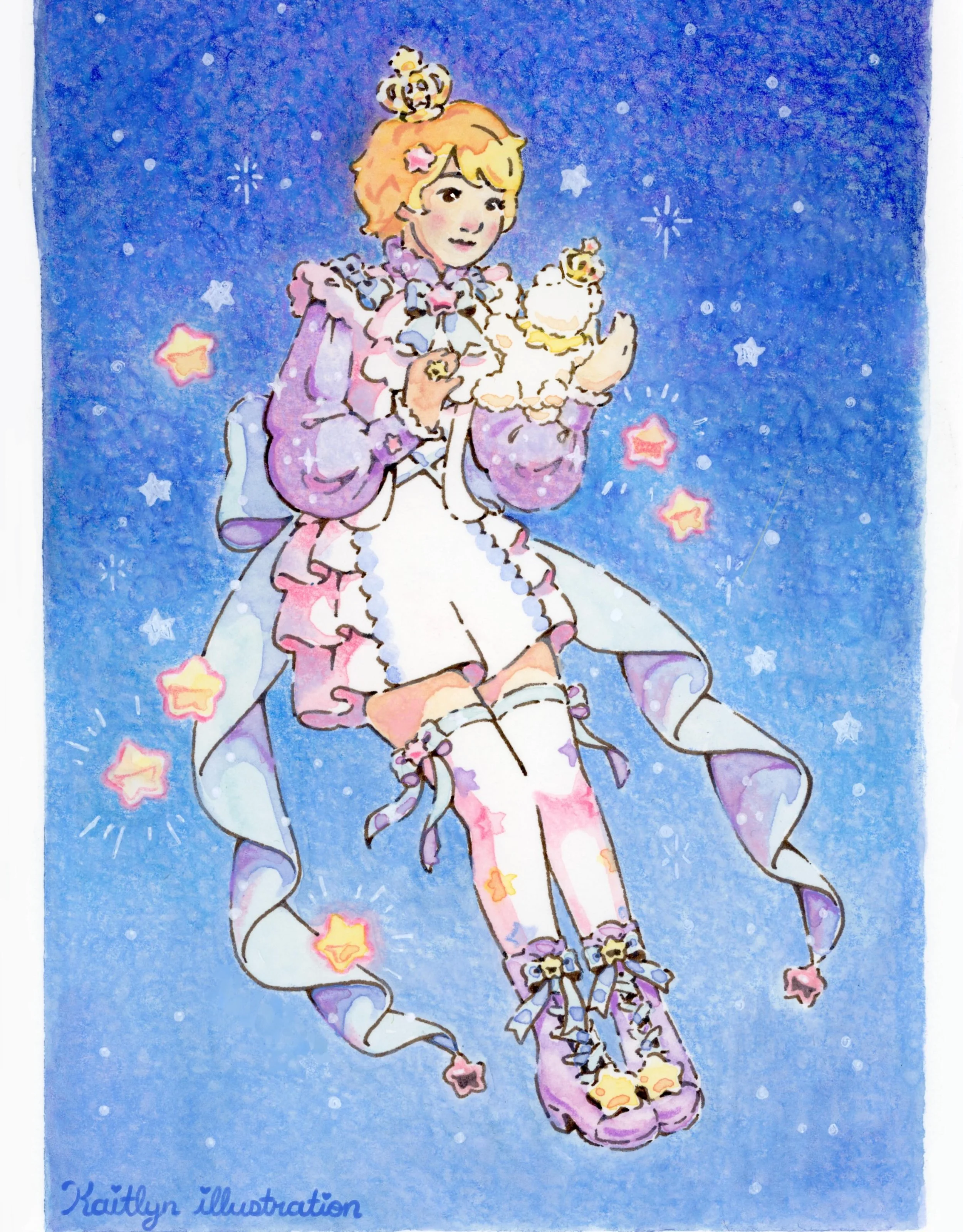 Ouji fashion is so cute 👑⭐️✨ It&rsquo;s pretty hard to find Ouji in the pastel styles I like so it was fun to try drawing my ideal version of it!

This original drawing is available at my Etsy shop at the link in my bio 💫

#ouji #harajukufashion #k