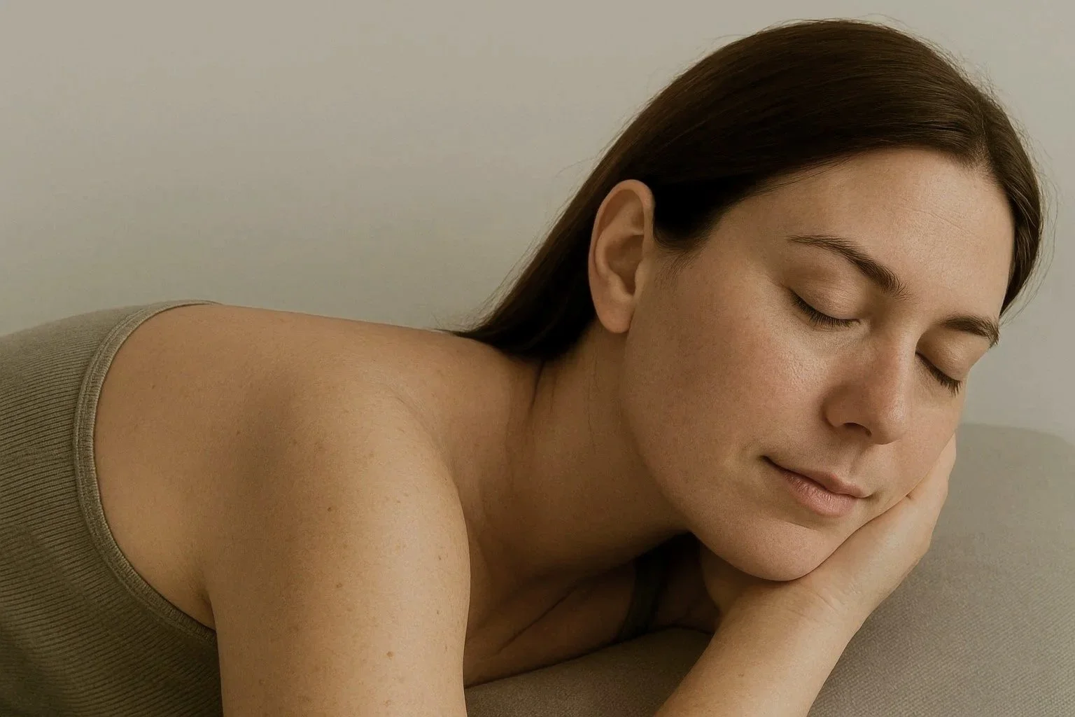 en kvide ligger afslappet under en akupunktur behandling