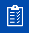 Blue icon of a clipboard with checkmarks