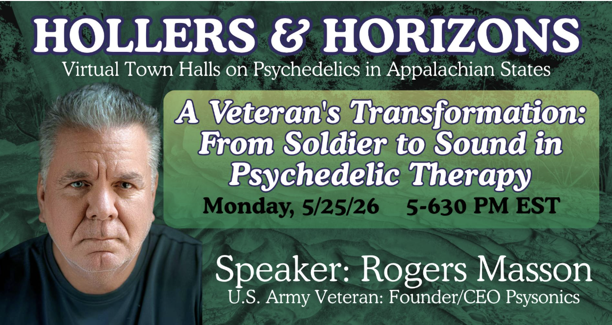 A serious man stares into the camera. Beside him are event details for the talk given May 25.