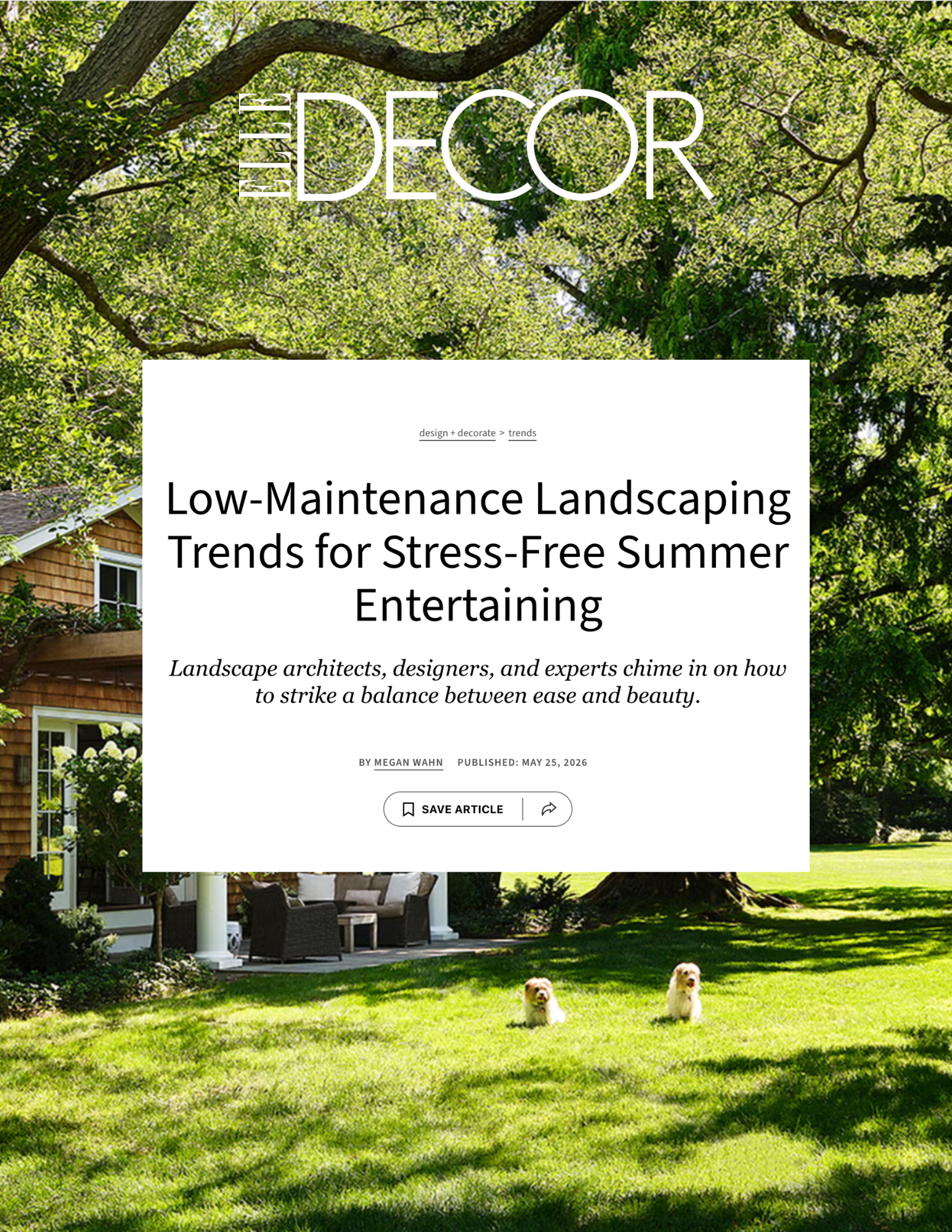  ELLE Decor   May 2026   "Low Maintenance Landscaping Trends"  