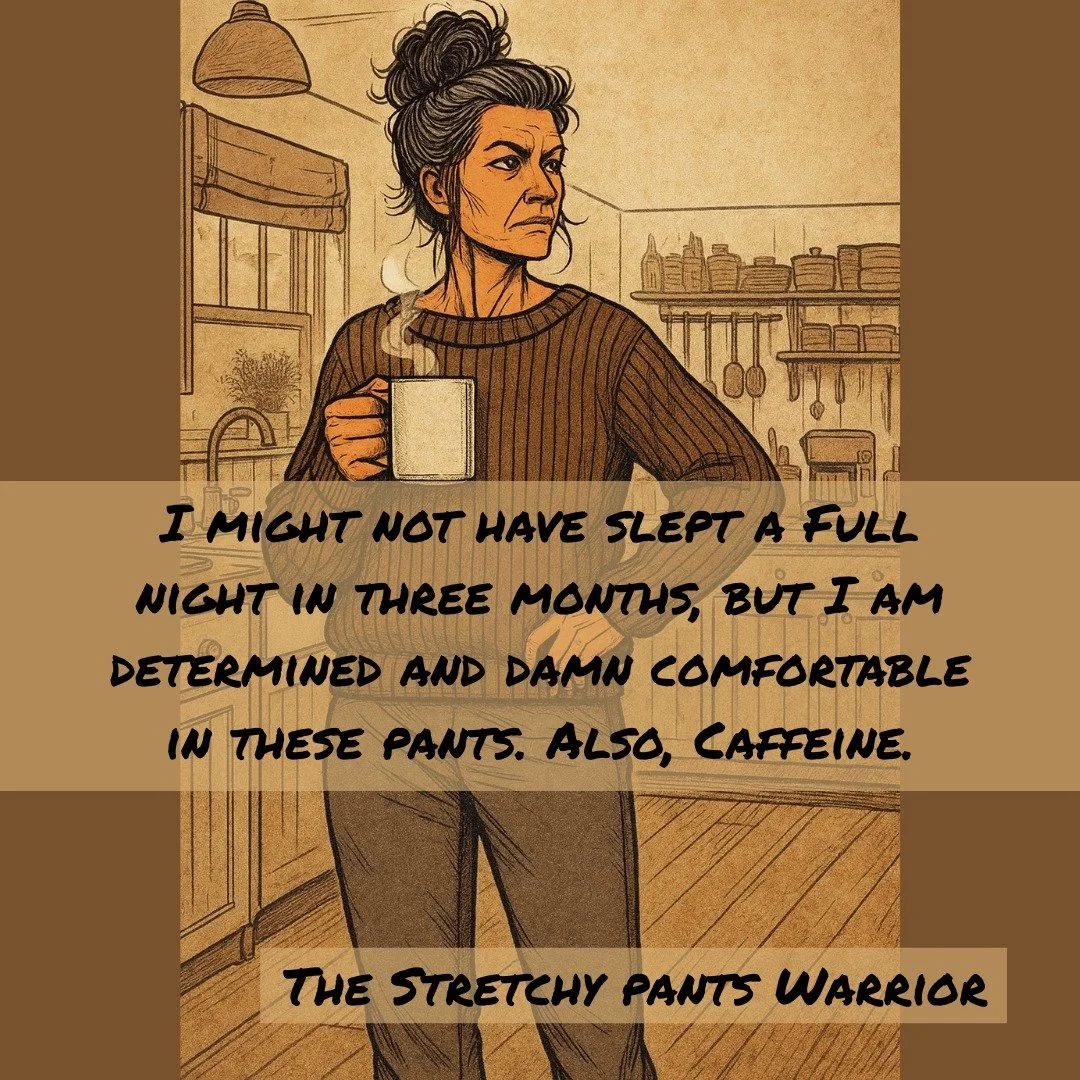 Welcome to the Midlife Heroes series &mdash; celebrating the strength, humour, and hidden superpowers of women in their 40s, 50s, and beyond.

First up:
The Stretchy Pants Warrior
Comfy on the outside, unstoppable on the inside, and 100% done with ev