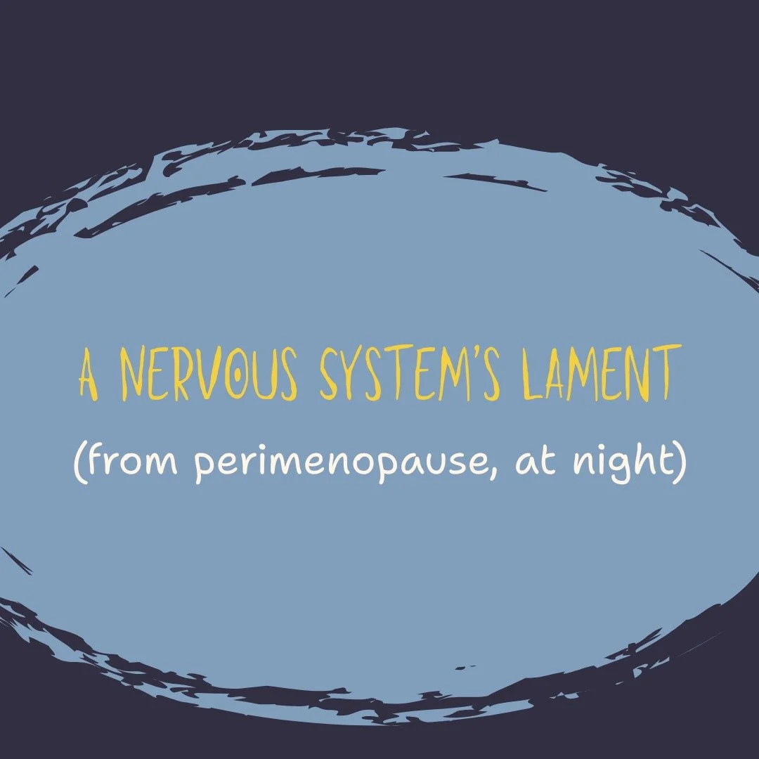 Sigh - nighttime anxiety in perimenopause.

Your nervous system is trying to adapt to the changes &mdash;
lighter sleep, hormonal shifts, hot flashes, stress hormones, and learned alertness &mdash; all converging after dark.

This is not a failure.
I