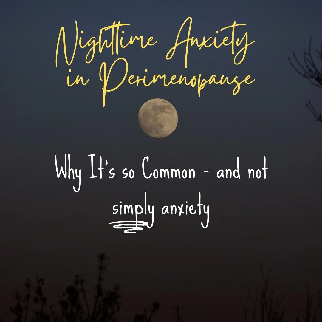 If you wake in the middle of the night with your heart racing, your mind alert, and a sense of dread you can&rsquo;t explain &mdash; you&rsquo;re not alone.

Nighttime anxiety is extremely common in perimenopause.
And it&rsquo;s rarely caused by just