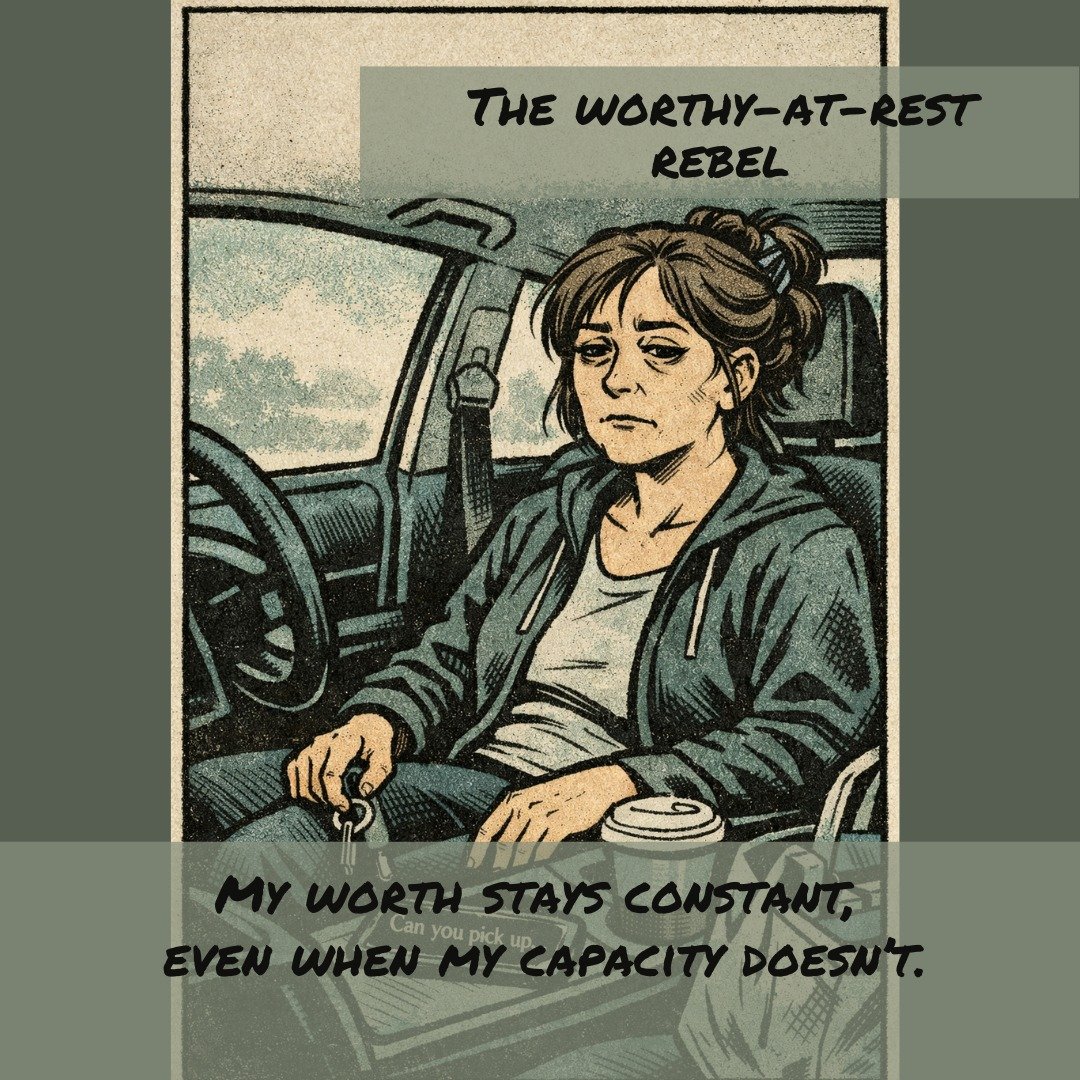 The Worthy-at-Rest midlife hero - a woman who is here to remind you: rest isn't something you earn. In therapy, we untangle worth from output &mdash; so depletion doesn&rsquo;t automatically become self-criticism.

#worthbeyondproductivity #restwitho