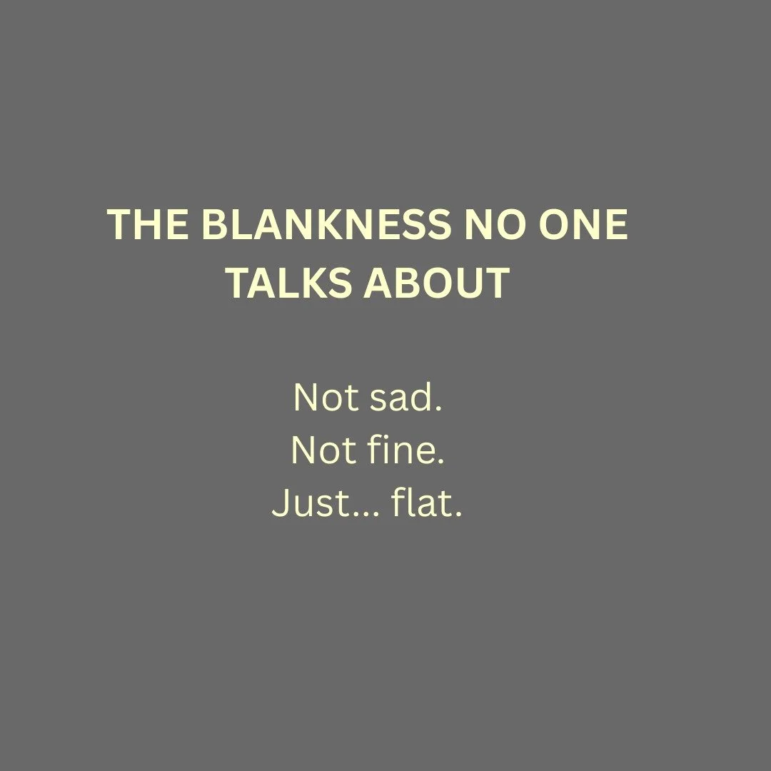 Not sad. Not fine. Just&hellip; **blank**.

This is the part of perimenopause that rarely gets named: you can still be functioning, still doing the things, and yet life feels muted &mdash; like the volume got turned down on *you*.

And then the inter