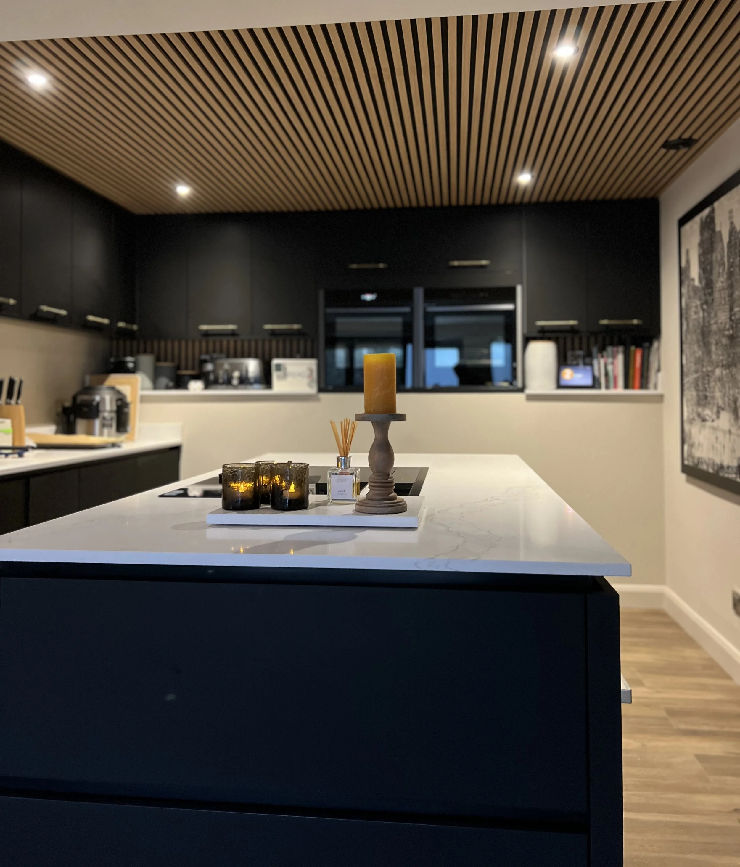 Interior design project in Bath featuring a contemporary townhouse scheme with bespoke details and layered lighting