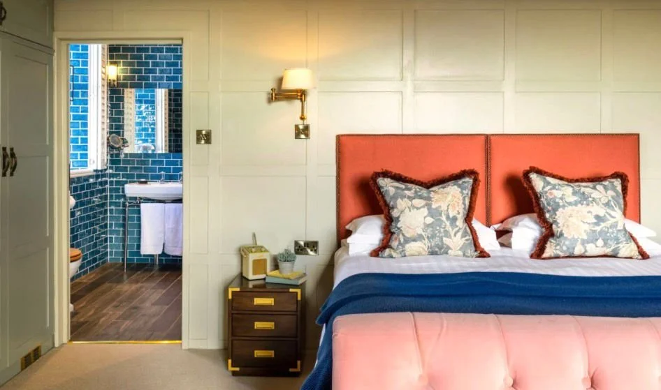 Boutique hotel interior design in a market town, featuring characterful styling, bespoke furnishings and a welcoming atmosphere