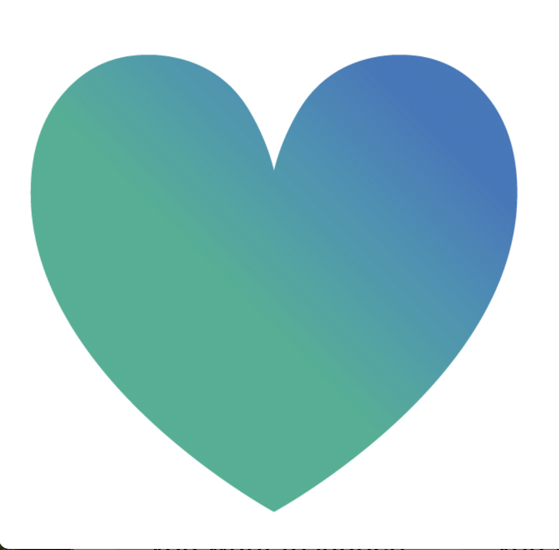 A heart-shaped graphic with a gradient color from teal to dark blue. Logo for The Hearing Health Clinic.