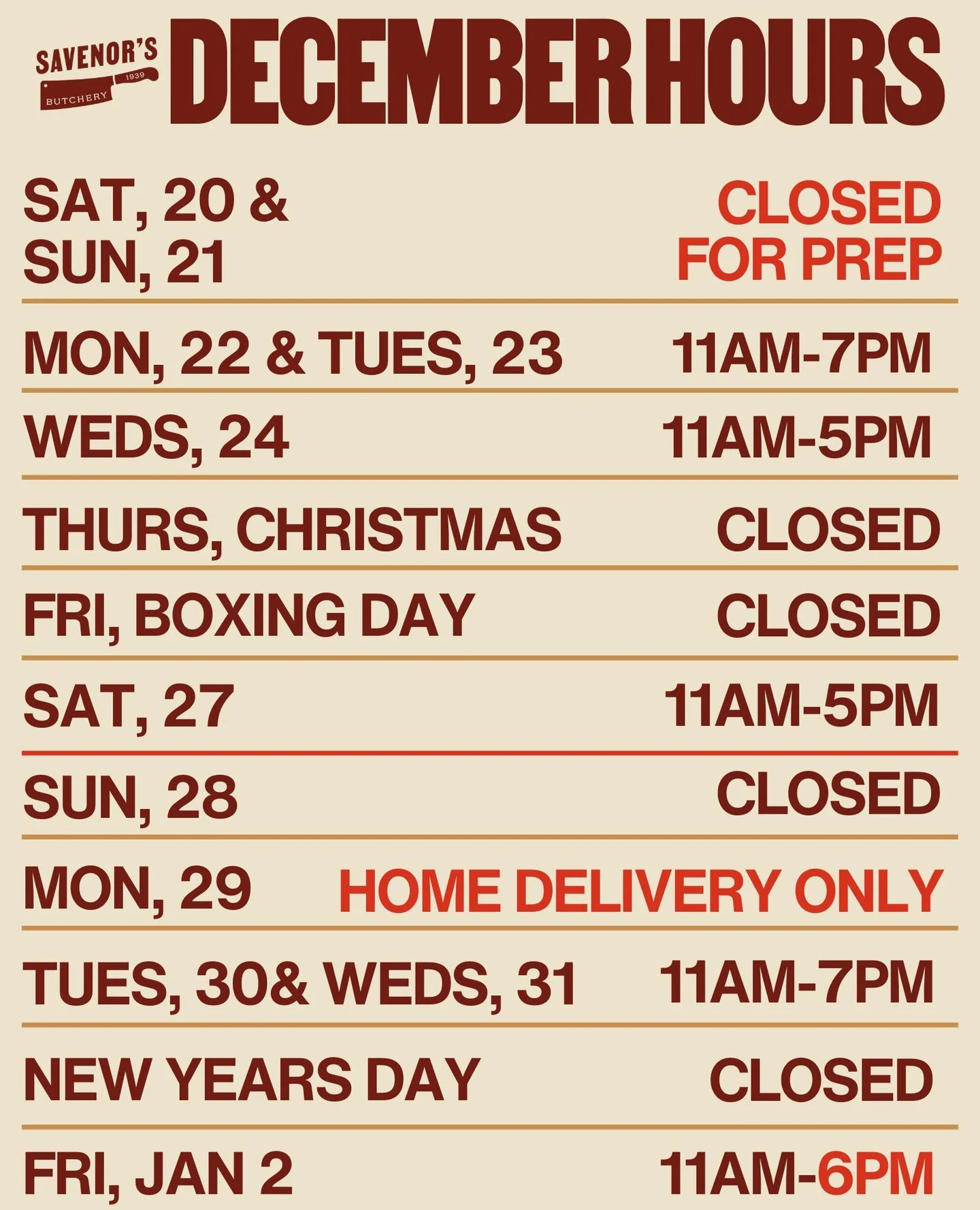 Check out our holiday order schedule. Holiday pre-order deadline is December 19th at midnight. ⁠
⁠
#cambridgema #butchershop
