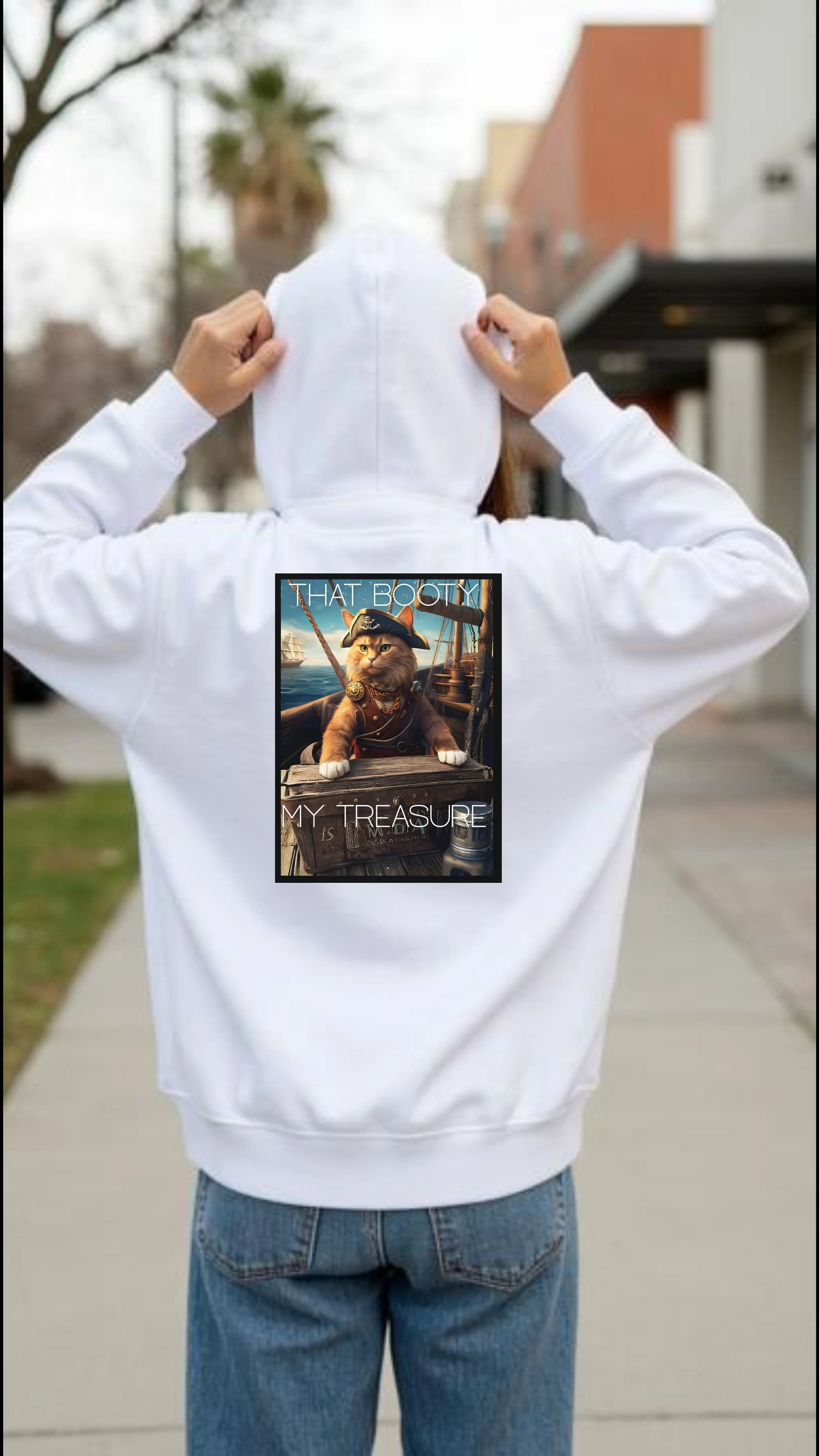 Hooded Sweatshirt-Pirate Cat (Male)