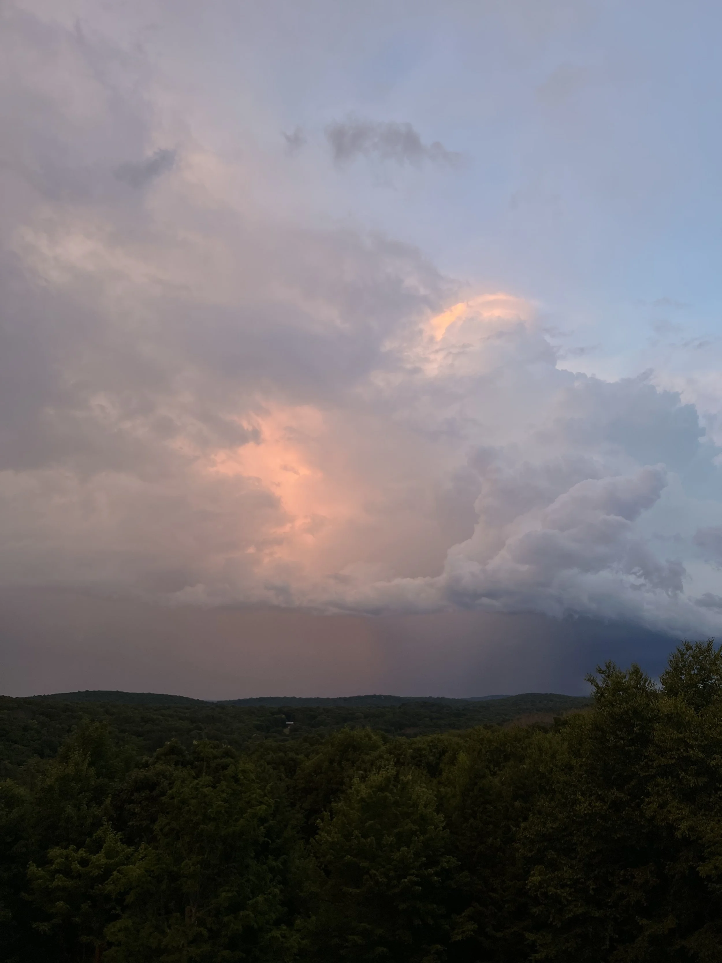Sunset view over the landscape of a private estate in Westchester County, Upstate New York, near New York City