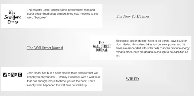 Press coverage of Josh’s design and eco-art projects, part of the creative background of 20 Manor artist residency near New York City