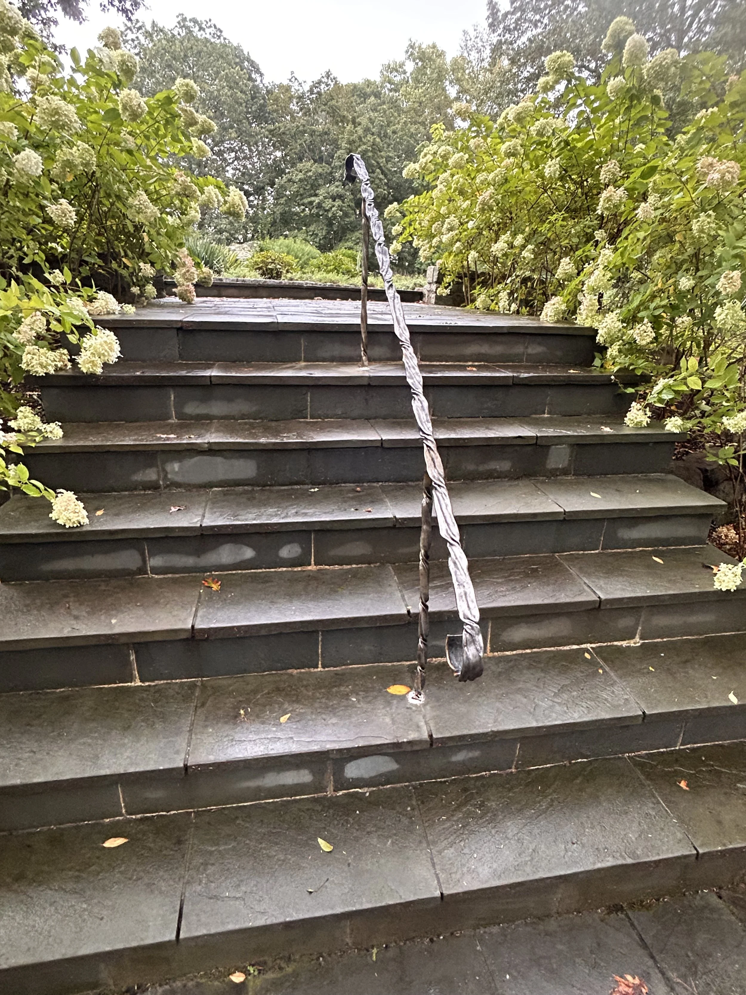 Handcrafted metal railings designed and installed by an artist-in-residence at 20 Manor estate in Westchester County, near New York City