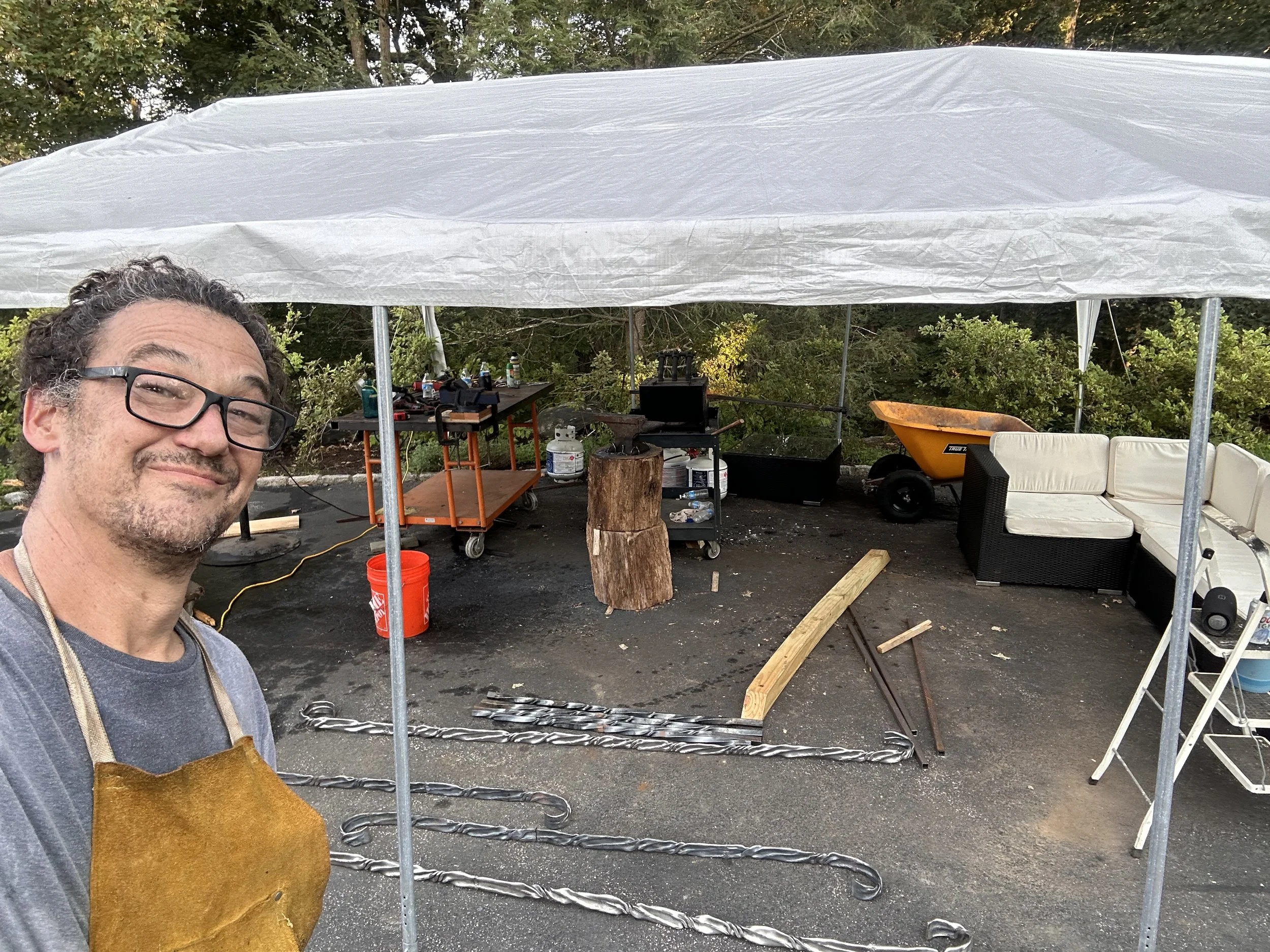 Custom metal railings and sculptural details created by an artist-in-residence and installed throughout the estate at 20 Manor, Westchester County, near New York City