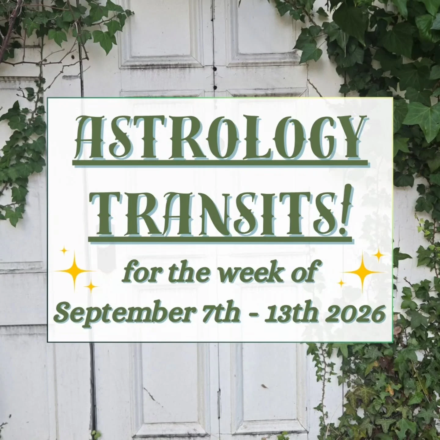 Happy new moon in Virgo! This week is a lovely fresh start after eclipse season. Here are the transits for September 7th-13th 2026 🌚 

The beginning of the week is very quiet, but the skies burst into action with 5 transits on Thursday! 🤯
&bull; Ve