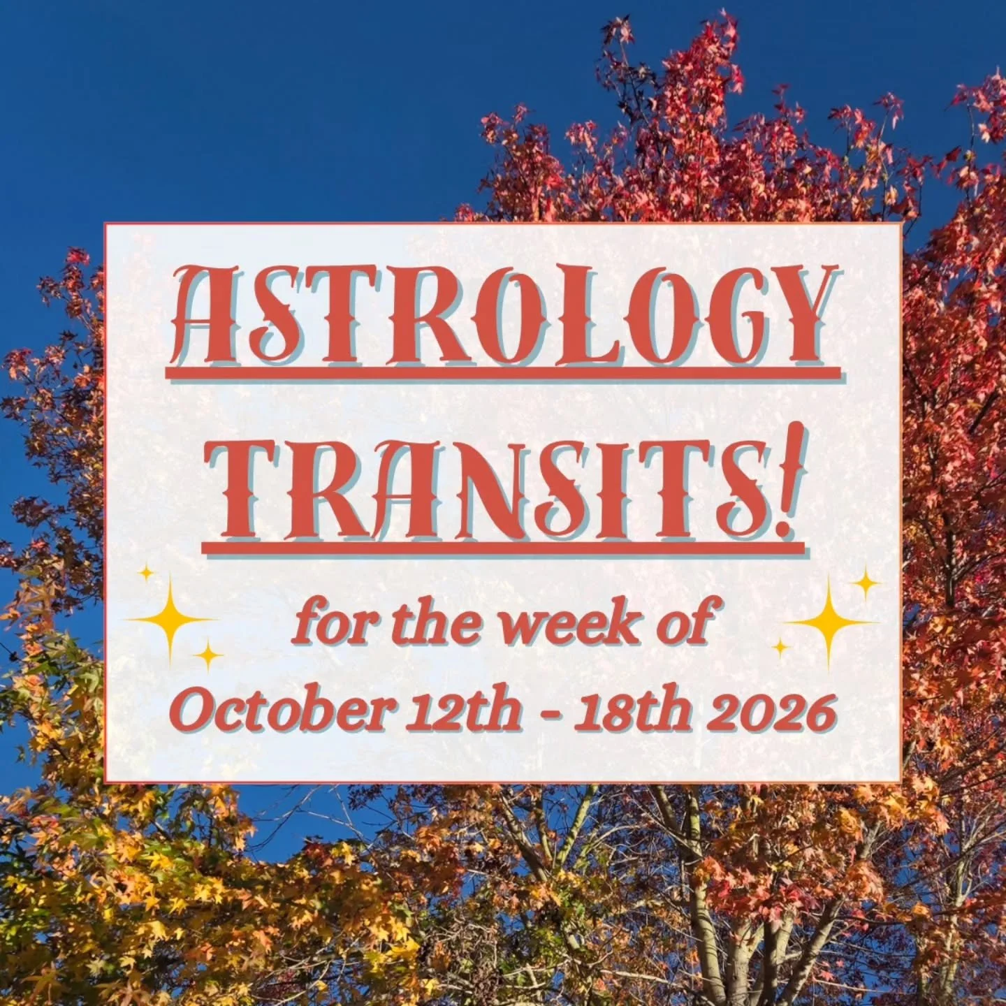 Welcome to the week of Oct. 12-18 in the stars! 🌌 

This is a relatively quiet period, astrologically speaking. 😴 We're continuing our Venus retrograde reflections 💭 preparing for Mercury retrograde to start on the 24th ✍️ and nurturing our intent