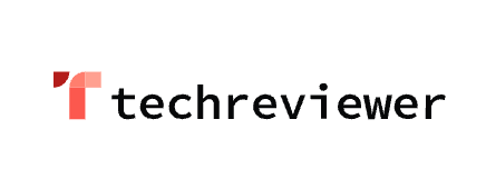 Logo with red geometric symbol followed by the text 'techreviewer' in black