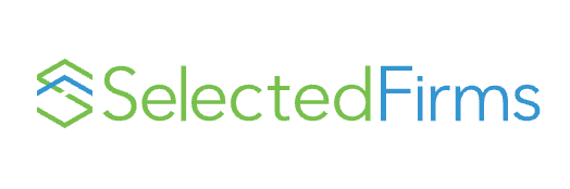 Logo of Selected Firms with green and blue geometric design and text