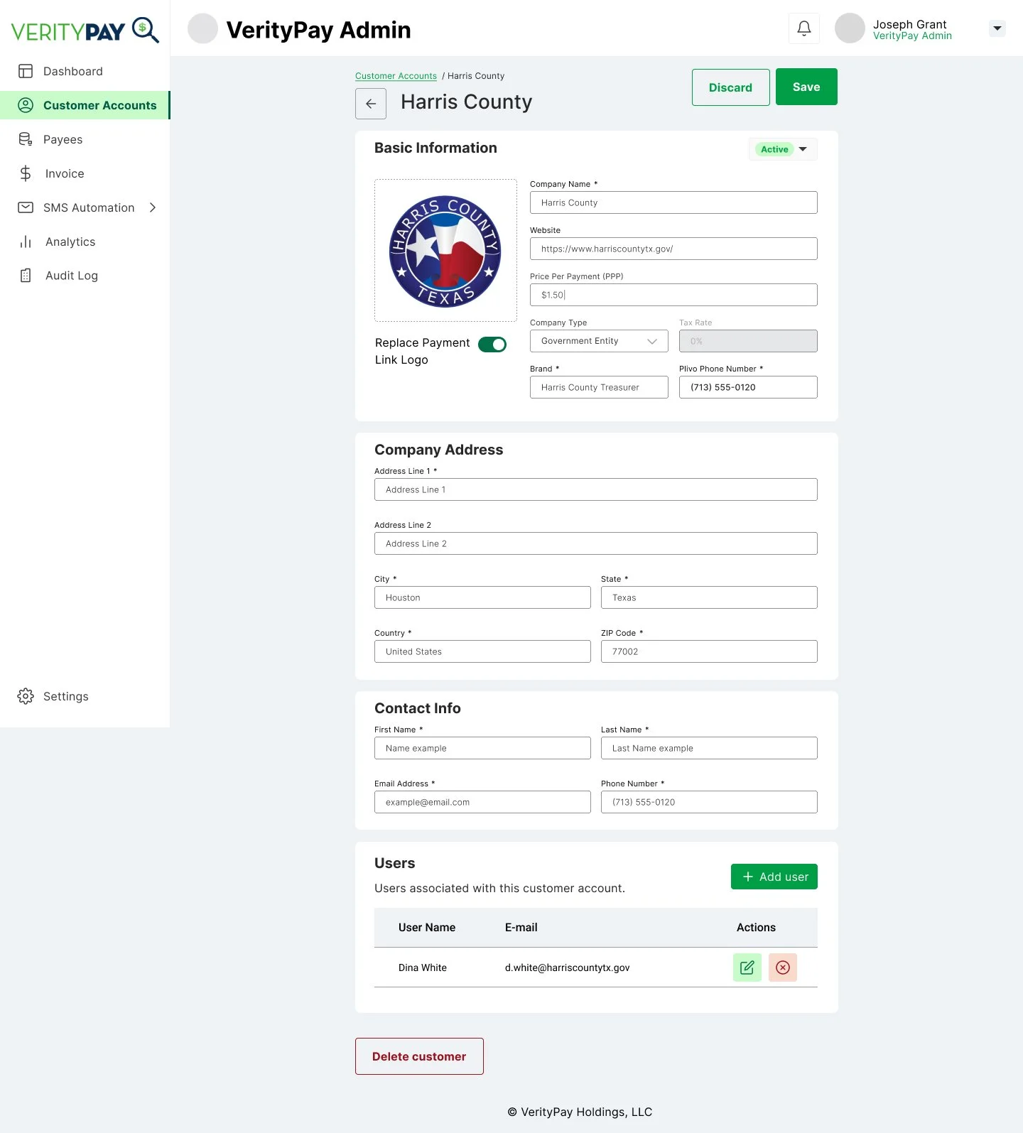 Super Admin backend customer management portal