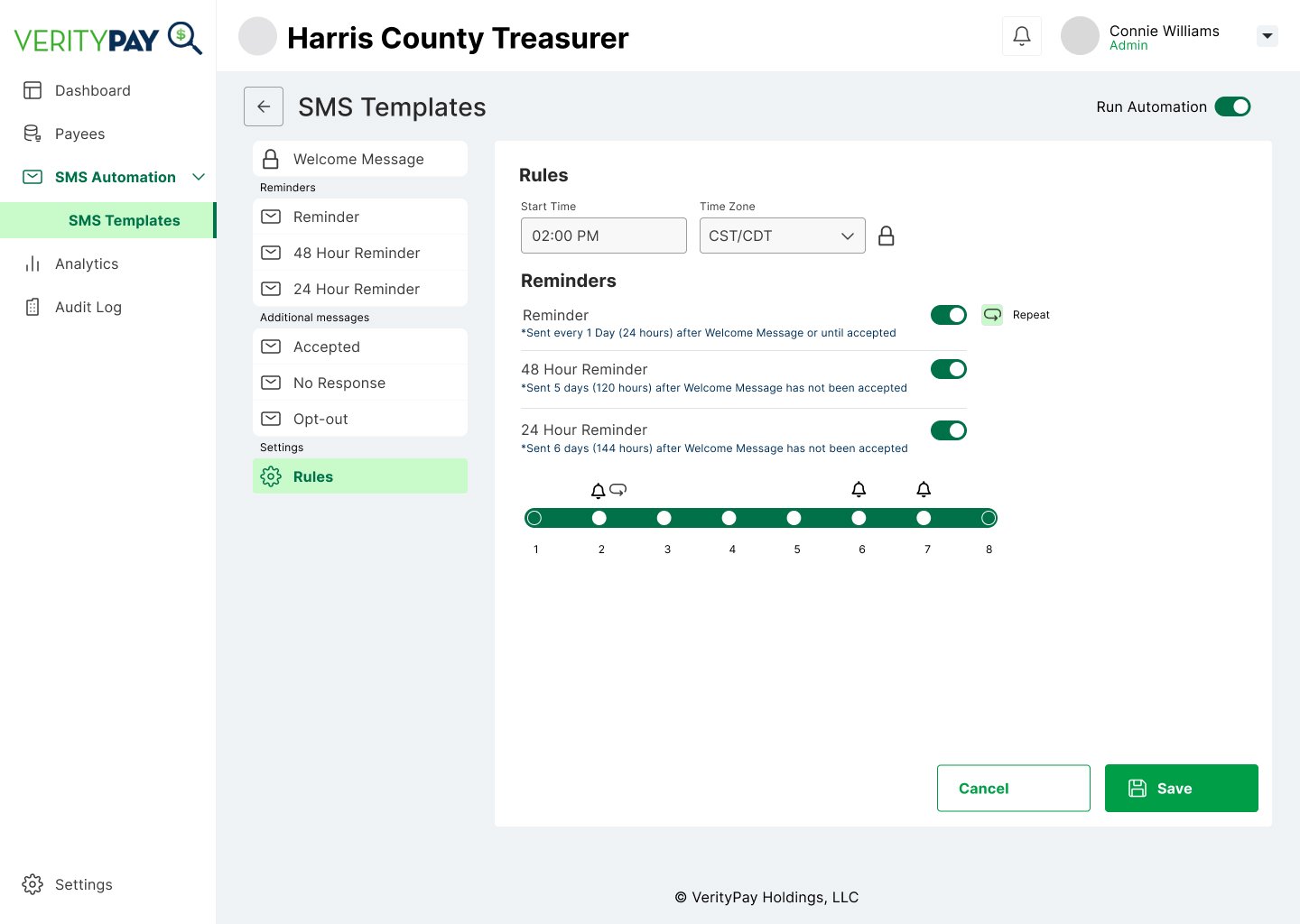 Notifications rules engine
