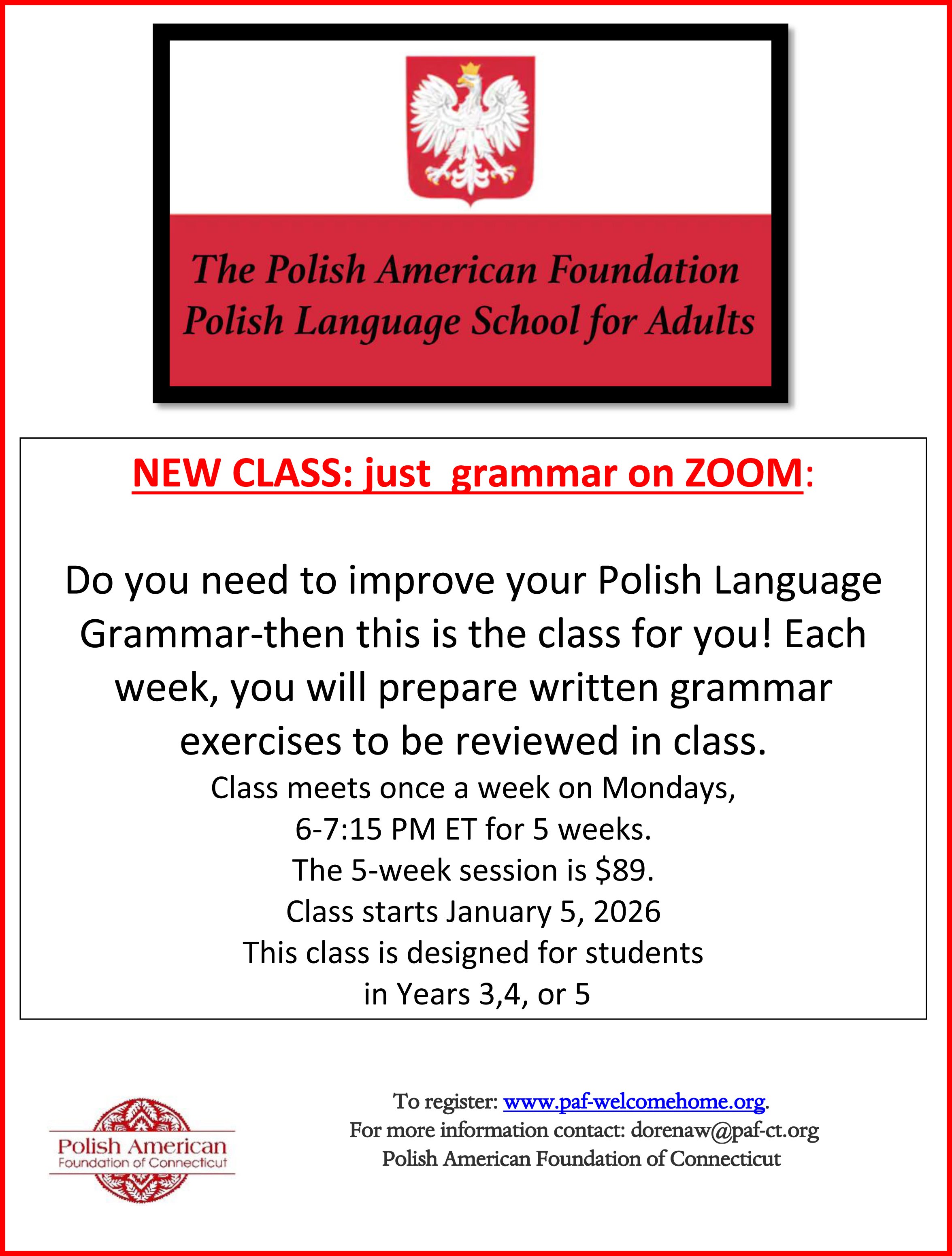 Polish Language Classes Winter 2026