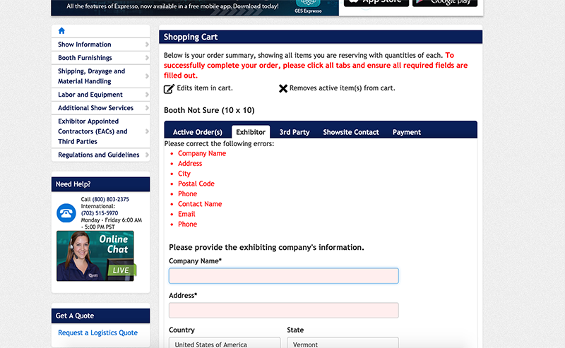 Required information behind tabs caused validation errors and confused the user