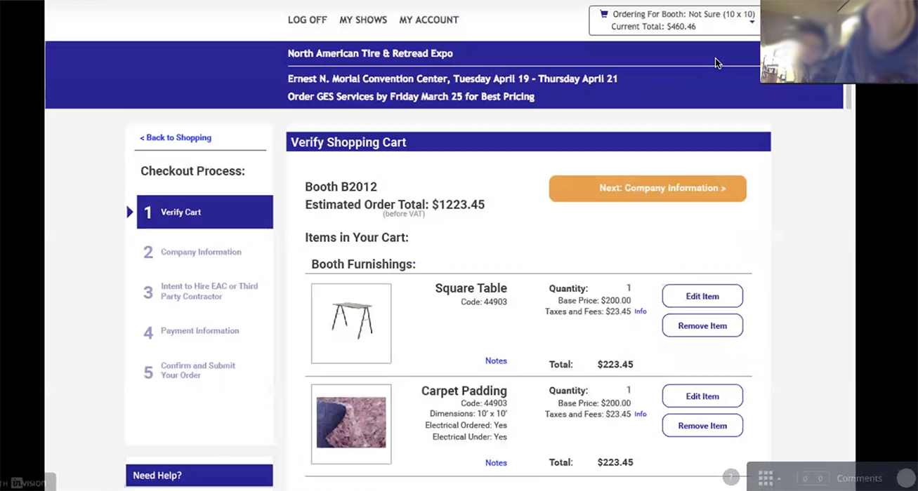 Early prototypes were user tested in person in down hours after exhibitors had set up and recorded on zoom
