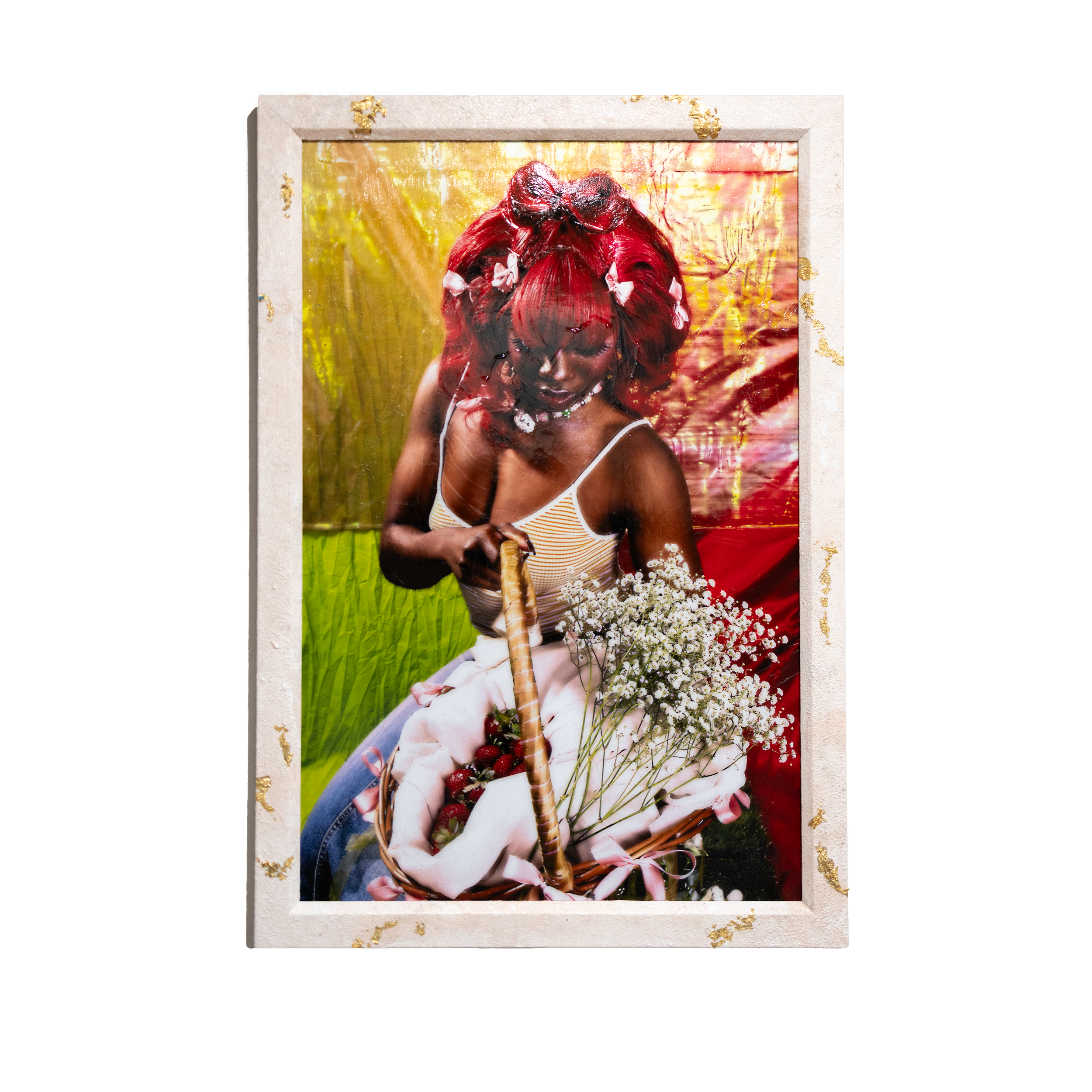 I Dreamt her Name was Ruby, 2024 | Mixed Media on Sunset Metallic