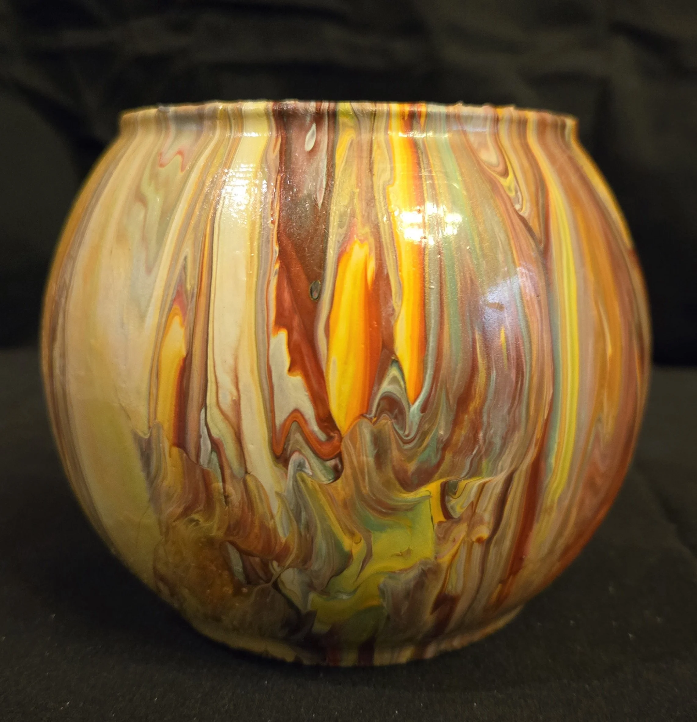 Vase - "Summer"  4.5" Acrylic Fluid Art  V-30