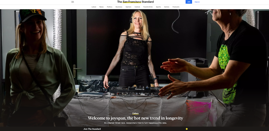 Launch of JoyScore Experiment. The new laboratory for happiness science: A Silicon Valley rave