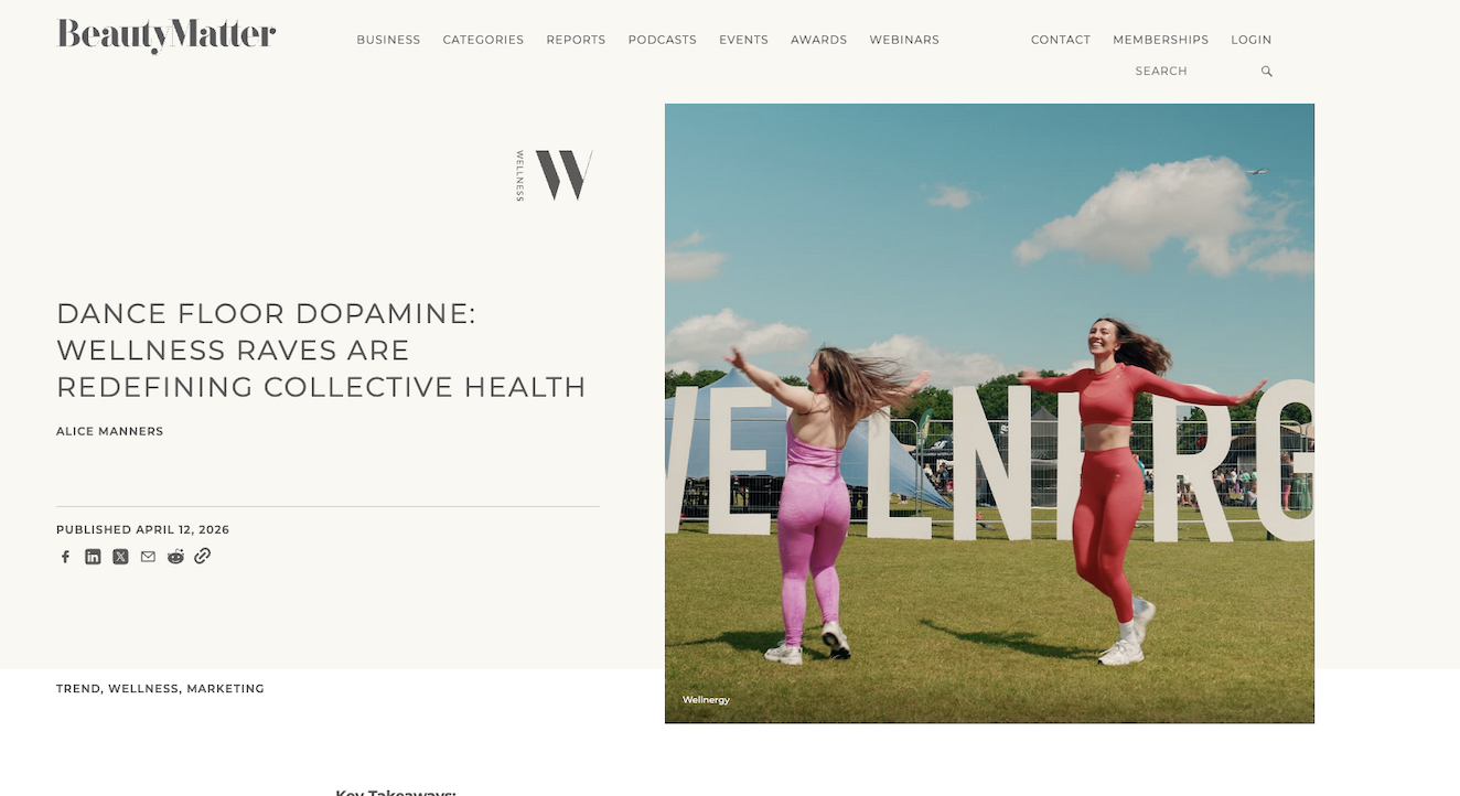Longevity Rave featured in piece on how the rise of wellness raves taps into a growing cultural appetite for experiences that merge physical movement, emotional expression, and community connection