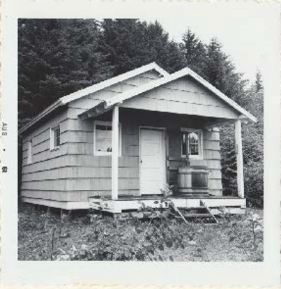 The Lagoon Island Cabin in 1961, a former air base barrack that was moved to the island to serve as the park's first patrol cabin