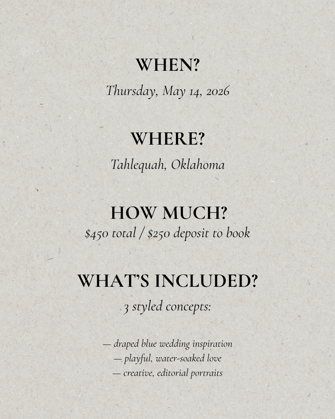 May 14th / OK Workshop (DEPOSIT)