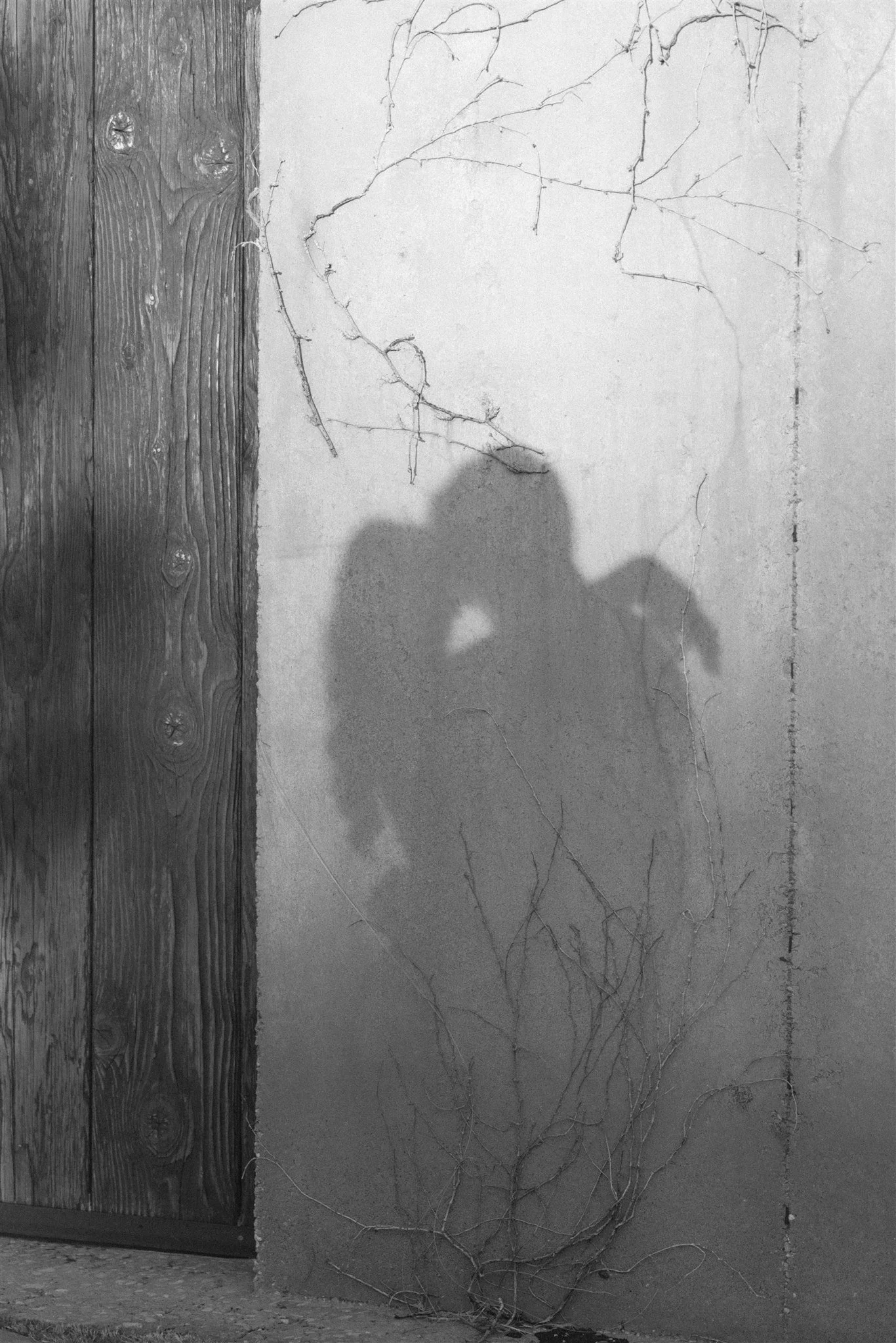 black and white shadow portrait for a couples engagement session