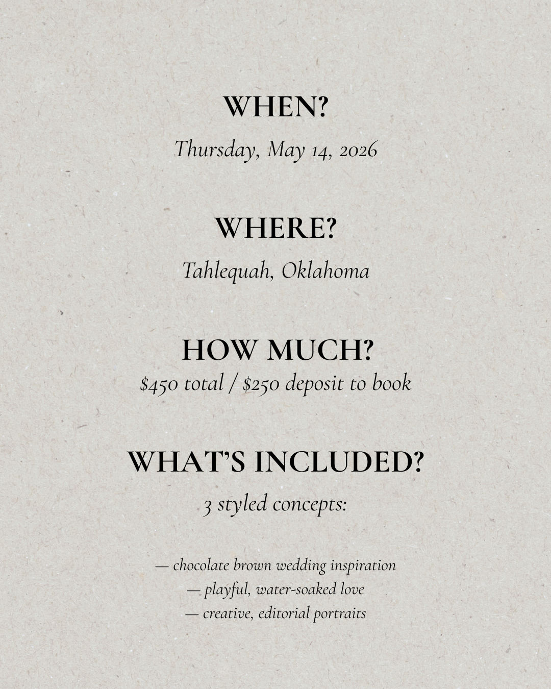 May 14th / OK Workshop (DEPOSIT)