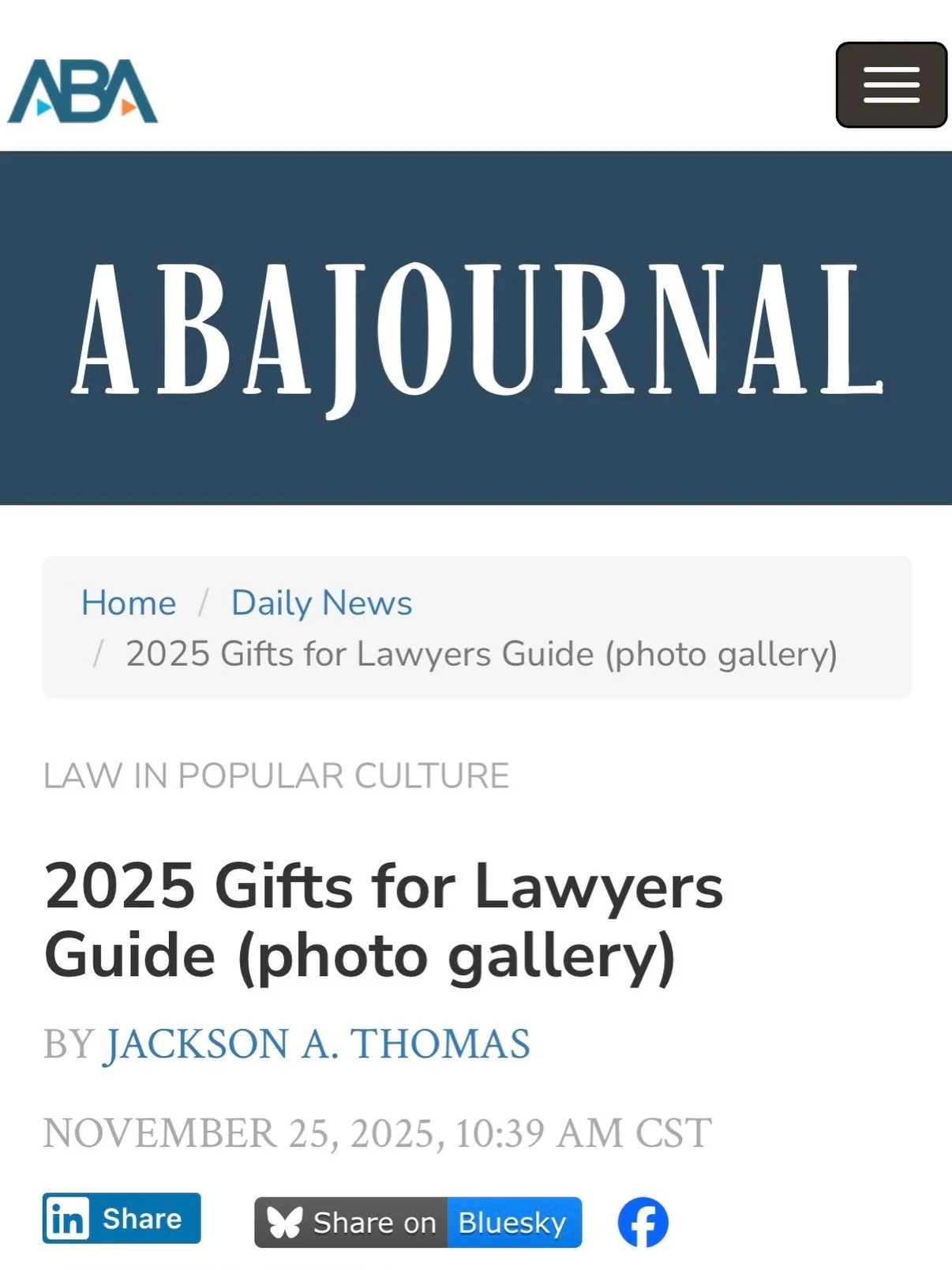 Disbarred: The Card Game is once again featured by the American Bar Association &mdash; the largest national organization for legal professionals. This time, we made their official Lawyers Gift Guide 🎁

We&rsquo;re honored to be recognized for a gam